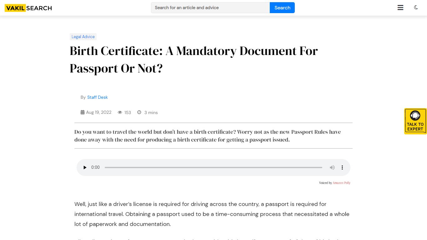 Birth Certificate: A Mandatory Document For Passport Or Not? - Vakilsearch
